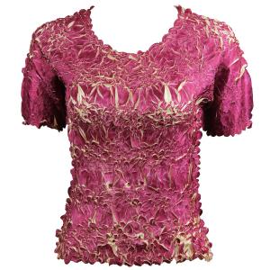 649 - Origami Short Sleeve Tops  Plum - Light Gold - One Size Fits Most