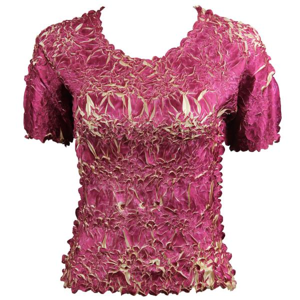 Wholesale 649 - Origami Short Sleeve Tops  Plum - Light Gold - One Size Fits Most