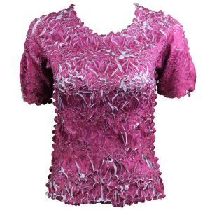 649 - Origami Short Sleeve Tops  Plum - Platinum - One Size Fits Most