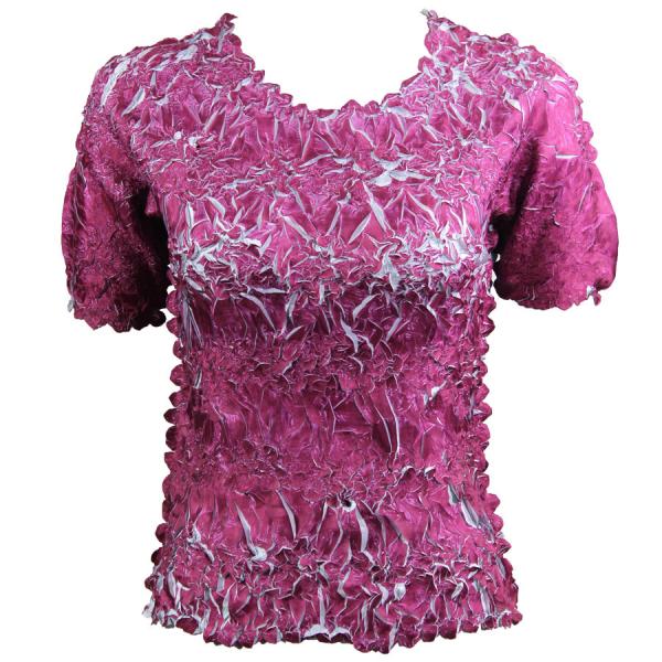 Wholesale 649 - Origami Short Sleeve Tops  Plum - Platinum - One Size Fits Most