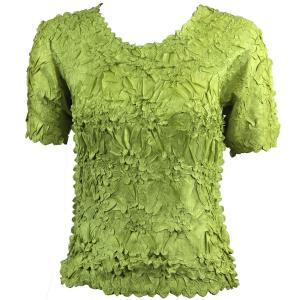 649 - Origami Short Sleeve Tops  Solid Green mb - Queen Size Fits (XL-2X)