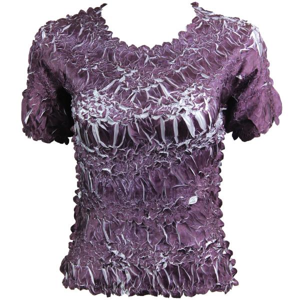 Wholesale 649 - Origami Short Sleeve Tops  Purple - Platinum - Queen Size Fits (XL-2X)