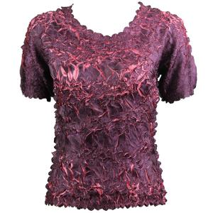 649 - Origami Short Sleeve Tops  Purple - Coral Pink - One Size Fits Most