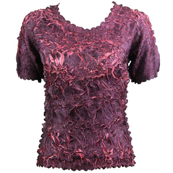 Wholesale 649 - Origami Short Sleeve Tops  Purple - Coral Pink - One Size Fits Most