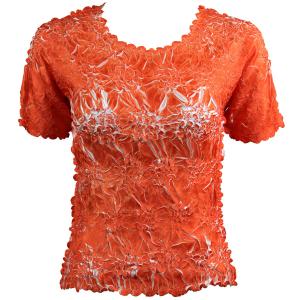 649 - Origami Short Sleeve Tops  Orange - White - One Size Fits Most