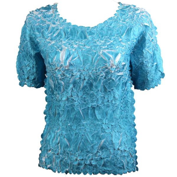 Wholesale 649 - Origami Short Sleeve Tops  Turquoise - White - One Size Fits Most