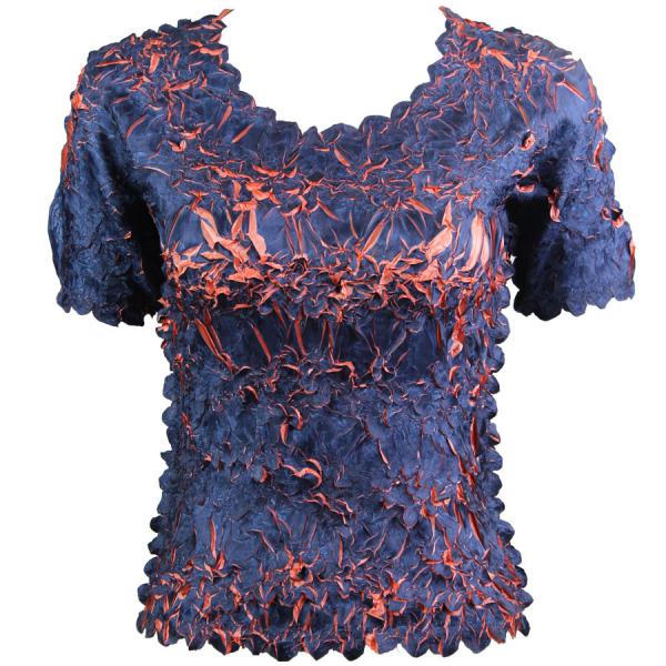 Wholesale 649 - Origami Short Sleeve Tops  Navy - Coral - One Size Fits Most