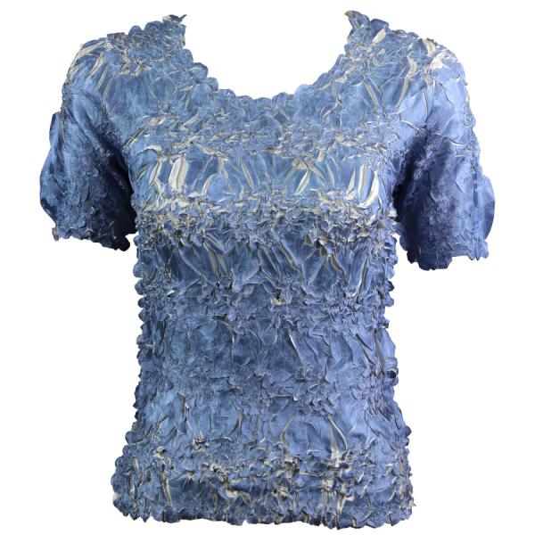 Wholesale 649 - Origami Short Sleeve Tops  Denim - Pearl - One Size Fits Most
