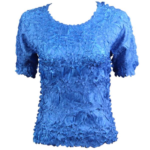 Wholesale 649 - Origami Short Sleeve Tops  Denim - Azure - One Size Fits Most