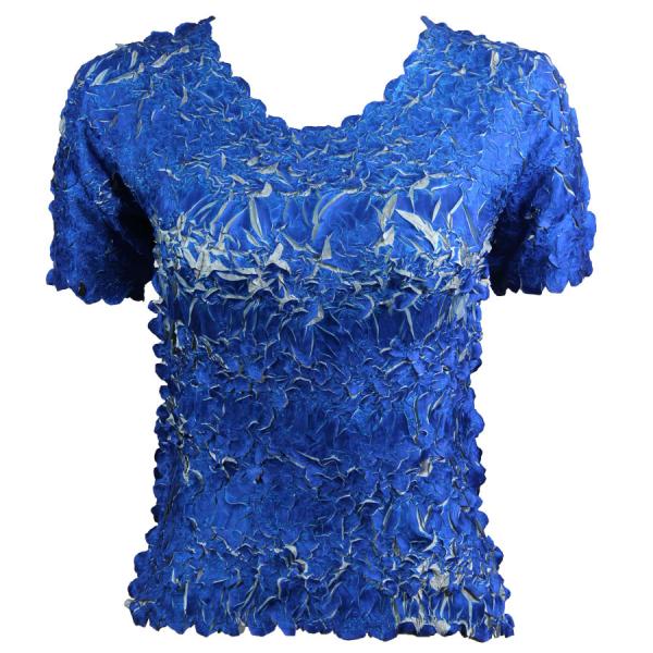 Wholesale 649 - Origami Short Sleeve Tops  Royal - Silver - One Size Fits Most
