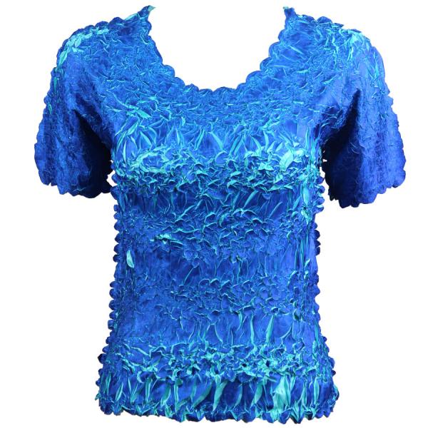 Wholesale 649 - Origami Short Sleeve Tops  Royal - Light Turquoise - One Size Fits Most