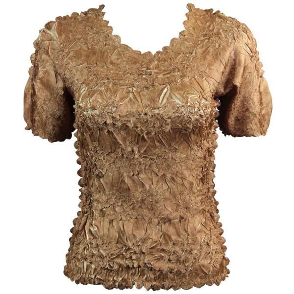Wholesale 649 - Origami Short Sleeve Tops  Gold - Champagne - One Size Fits Most