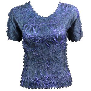 649 - Origami Short Sleeve Tops  Black - Violet - One Size Fits Most