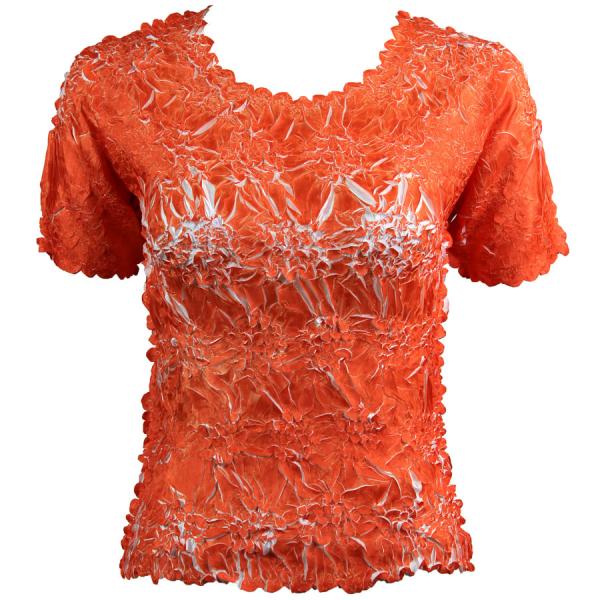 Wholesale 649 - Origami Short Sleeve Tops  Orange - White - Queen Size Fits (XL-2X)