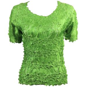 649 - Origami Short Sleeve Tops  Green Apple - Light Green - Queen Size Fits (XL-2X)