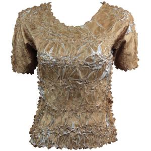649 - Origami Short Sleeve Tops  Gold - Pearl - Queen Size Fits (XL-2X)