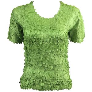 649 - Origami Short Sleeve Tops  Solid Light Green - Queen Size Fits (XL-2X)