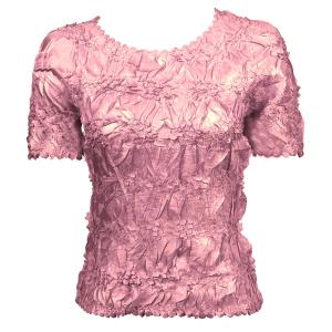 649 - Origami Short Sleeve Tops  Solid Lilac Pink - Queen Size Fits (XL-2X)