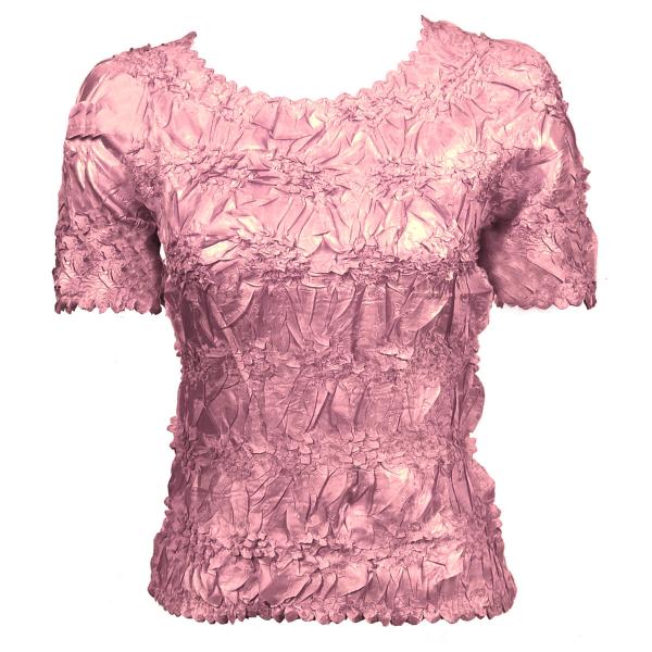 Wholesale 649 - Origami Short Sleeve Tops  Solid Lilac Pink - Queen Size Fits (XL-2X)