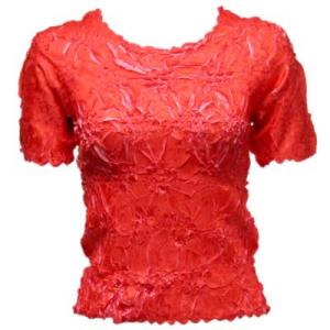 Wholesale 649 - Origami Short Sleeve Tops  Scarlet - Flamingo - One Size Fits Most