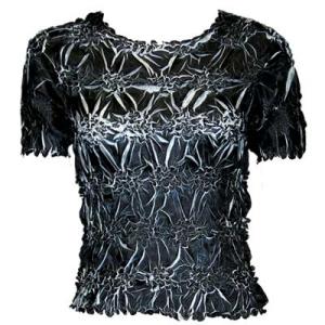 649 - Origami Short Sleeve Tops  Black - White - One Size Fits Most