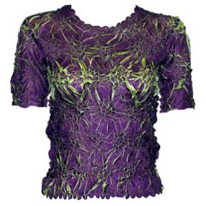 649 - Origami Short Sleeve Tops  Plum - Spring Green - One Size Fits Most