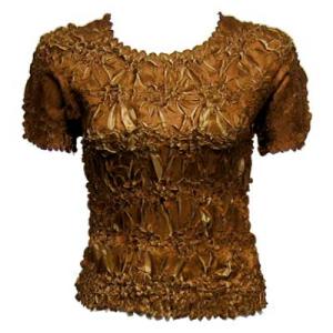 Wholesale 649 - Origami Short Sleeve Tops  Caramel - Taupe - One Size Fits Most