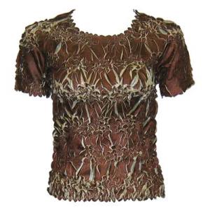 649 - Origami Short Sleeve Tops  Brown - Beige - One Size Fits Most