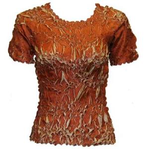 649 - Origami Short Sleeve Tops  Paprika - Sand - One Size Fits Most