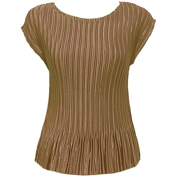 Wholesale 654 - Satin Mini Pleat Cap Sleeve Tops Solid Taupe Satin Mini Pleat - Cap Sleeve - One Size Fits Most