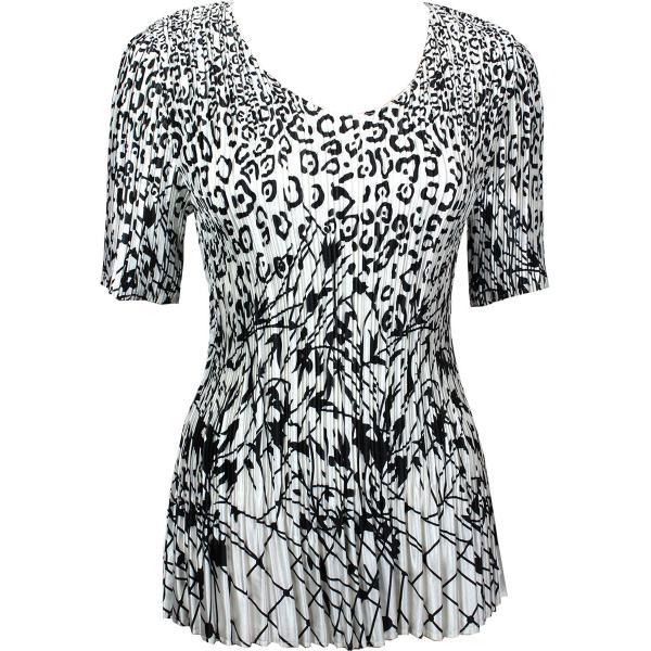Wholesale 954 - Satin Mini Pleats - Cap Sleeve V-Neck Abstract Animal-Linear - One Size Fits Most