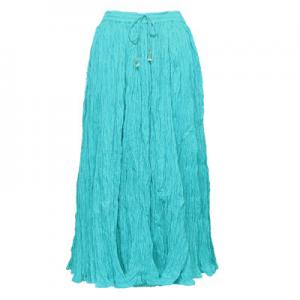 Skirts - Long Cotton Broomstick with Pocket 503 Solid Aqua - 