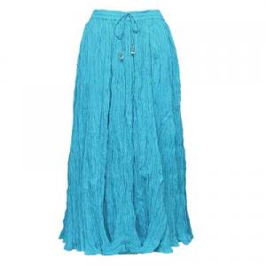 Skirts - Long Cotton Broomstick with Pocket 503 Solid Turquoise - 