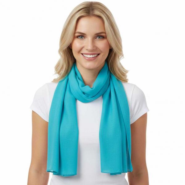677 - Georgette Scarves Solid Aqua - 