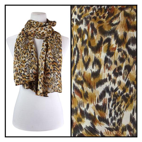 677 - Georgette Scarves Leopard - 