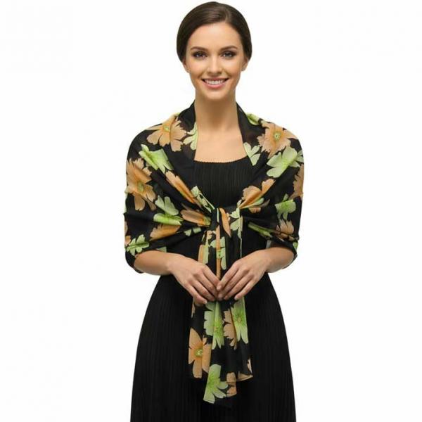 wholesale 679 - Georgette Wraps  Hibiscus Peach-Green - 