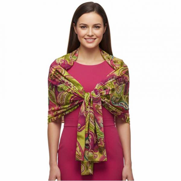 wholesale 679 - Georgette Wraps  Pink-Lime Paisley - 