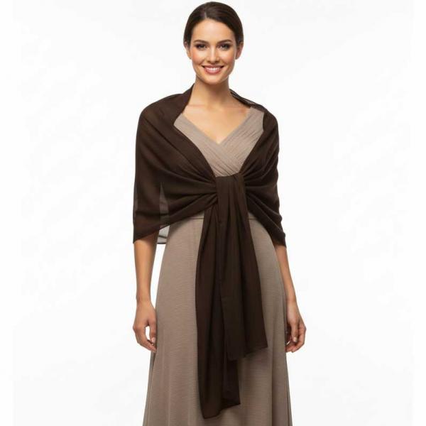 wholesale 679 - Georgette Wraps Solid Dark Brown - 