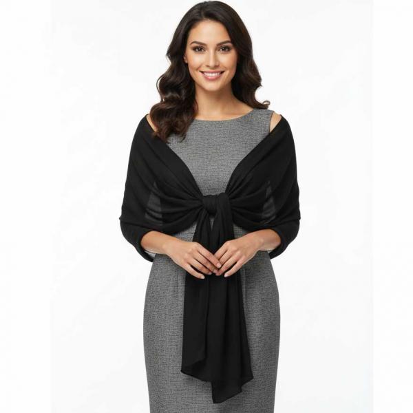 wholesale 679 - Georgette Wraps Solid Black - 