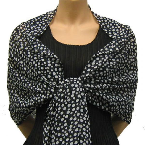 wholesale 679 - Georgette Wraps  Polka Dot Black-White (MB) - 