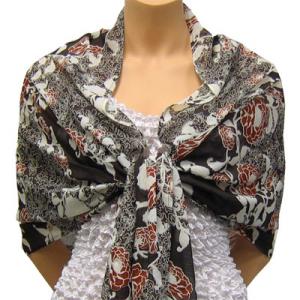 679 - Georgette Wraps  Chocolate-Ivory Floral - 