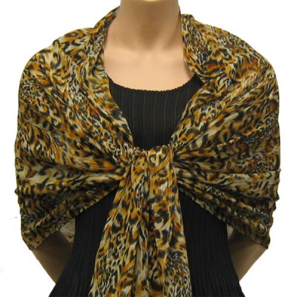 Wholesale 763 - Georgette Mini Pleat Ankle Length Skirts   Leopard - 