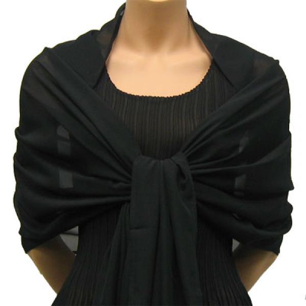 Wholesale 763 - Georgette Mini Pleat Ankle Length Skirts  Solid Black - 