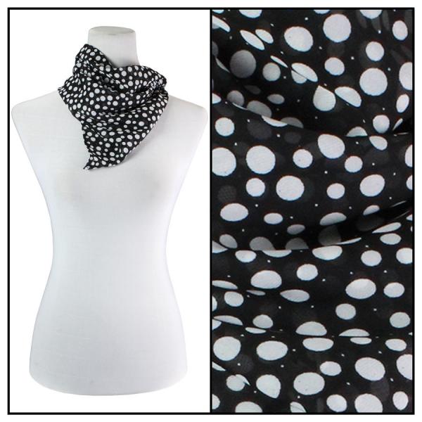 wholesale 001 Georgette Neckerchief Squares*  Polka Dot Black-White (MB) - 