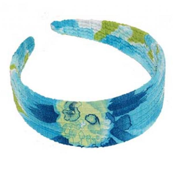 wholesale 649 - Fabric Covered Headbands  HB-DA - Aqua Multi<br>
Crushed Georgette Headband - 