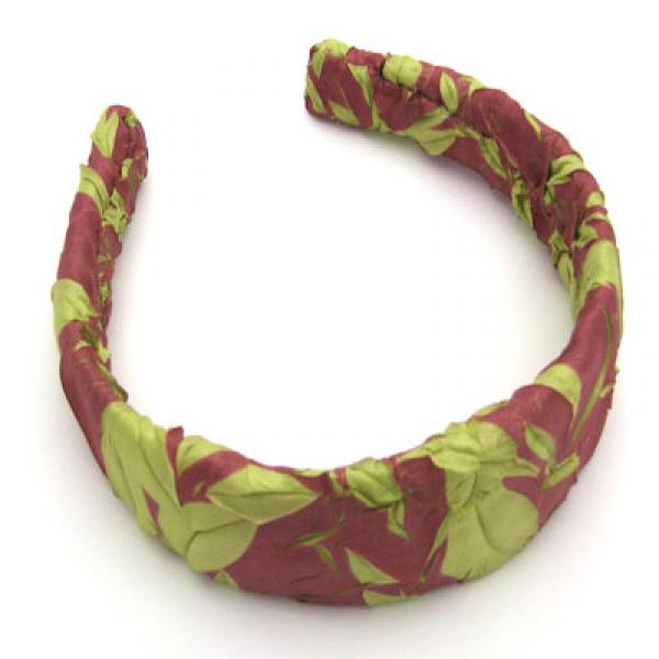wholesale 649 - Fabric Covered Headbands  ORG - Dusty Rose-Spring Green<BR> Origami Headband - 