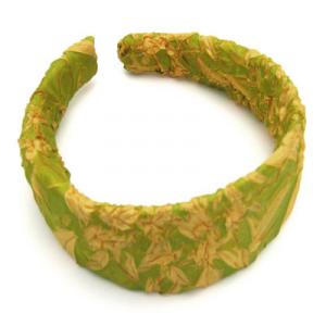 649 - Fabric Covered Headbands  ORG - Green Apple-Gold<BR> Origami Headband - 