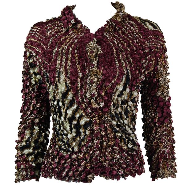 Wholesale 691 - Coin Style - Cardigan Zebra Wine-Brown - One Size Fits Most