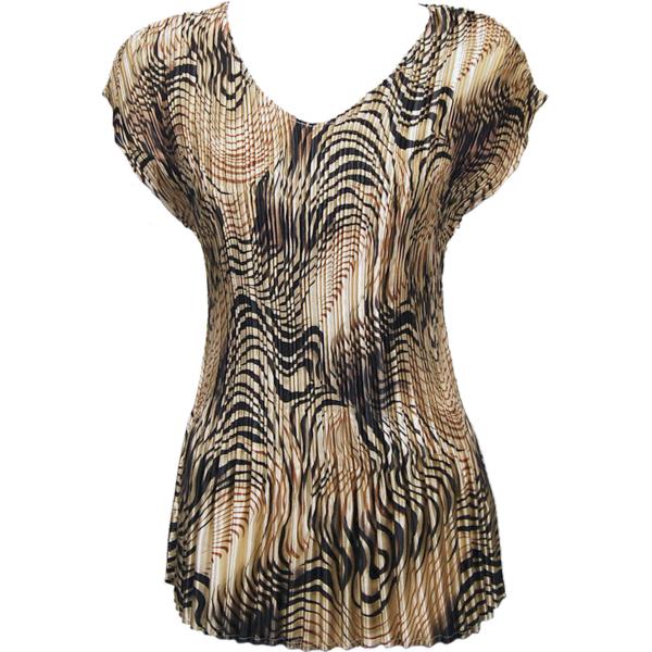Wholesale 1317 - Satin Mini Pleats Cap Sleeve Dresses Swirl Animal Satin Mini Pleat - Cap Sleeve V-Neck - One Size Fits Most