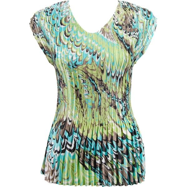 Wholesale 745 - Skirts - Satin Mini Pleat Tiered Lime-Aqua Peacock Satin Mini Pleat - Cap Sleeve V-Neck - One Size Fits Most